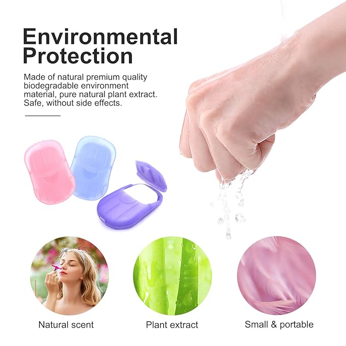 10 Boxes (200 Sheets) Portable Travel Soap Paper Sheets, Mini Disposable Soap Sheets Hand Washing Bath Scented Paper Soap and Slide Foaming Paper Soap Bathing Soap Flakes for Outdoor (10 Boxes)