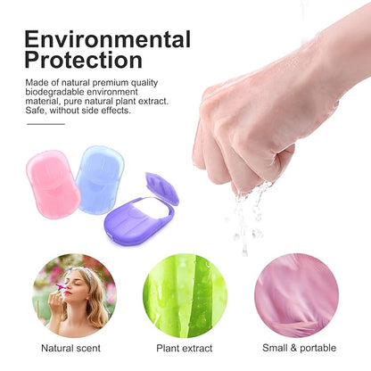 10 Boxes (200 Sheets) Portable Travel Soap Paper Sheets, Mini Disposable Soap Sheets Hand Washing Bath Scented Paper Soap and Slide Foaming Paper Soap Bathing Soap Flakes for Outdoor (10 Boxes)