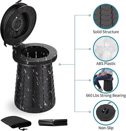 Angol Shiold Portable Toilet Folding Camping Toilet, Portable Potty for Adults, Telescoping Portable Seat for Camping with Load Capacity 660 lbs, Porta Potty for Car Camping, Hiking and Traffic Jam