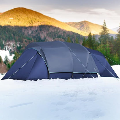 TIMBER RIDGE 8 Person Camping Tent with Large Porch, Portable Waterproof Windproof Family Tent with Rainfly Carry Bag Room Divider, Easy Set-up Tent with Excellent Ventilation for Camping, 3 Season