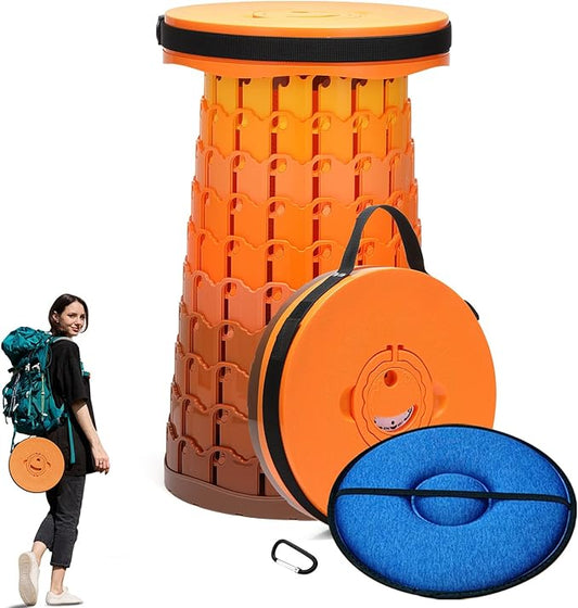2025 Upgraded XXL Collapsible Stool with Cushion, 1000 lbs Capacity & 19.7-in High, Wider & Taller Heavy Duty Portable Telescoping Foldable Seat for Adults Camping, Travel, Music Festivals, Outdoors