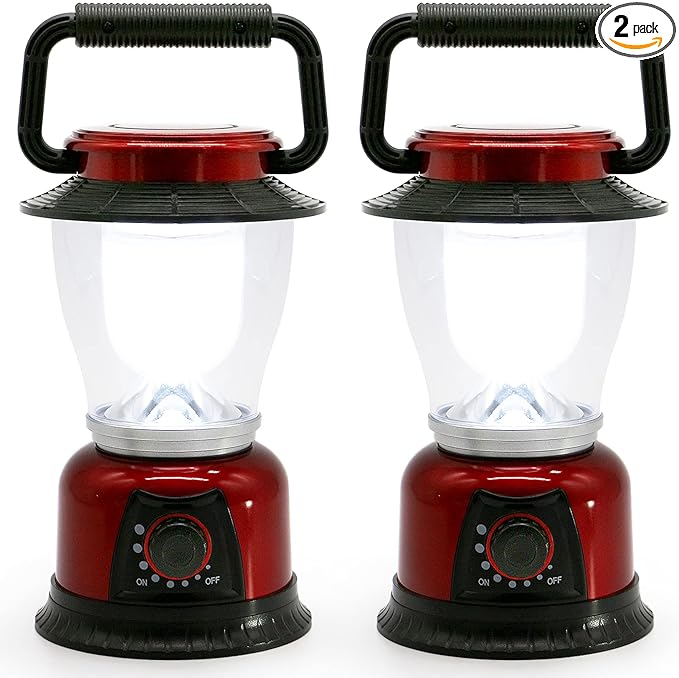 LED Lantern Variable Power Retro Battery Powered Camping Light, COB High Brightness Dimmable Camping Lamp for Hiking, Fishing, Repairing and Emergency Lighting (2)