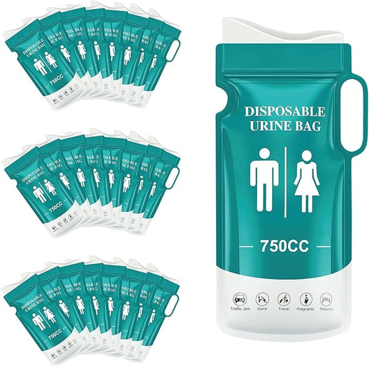 Emergency Portable Urine Bag, 12/24 PCS Travel Urinal Bag for Women/Men, 800ML Disposable Urine Bag Suitable Pee Bags for Travel for Camping, Traffic Jams, Pregnant Women, Children, Patients