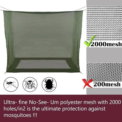 Aventik No-See-Um Premium Rectangular Camping Mosquito Net, The Ultra-Fine Mesh Olive-Green Easy to Carry&Easy Installation for Double Bed, Hammocks or Camping Use (82x40x69in/208x100x175cm)