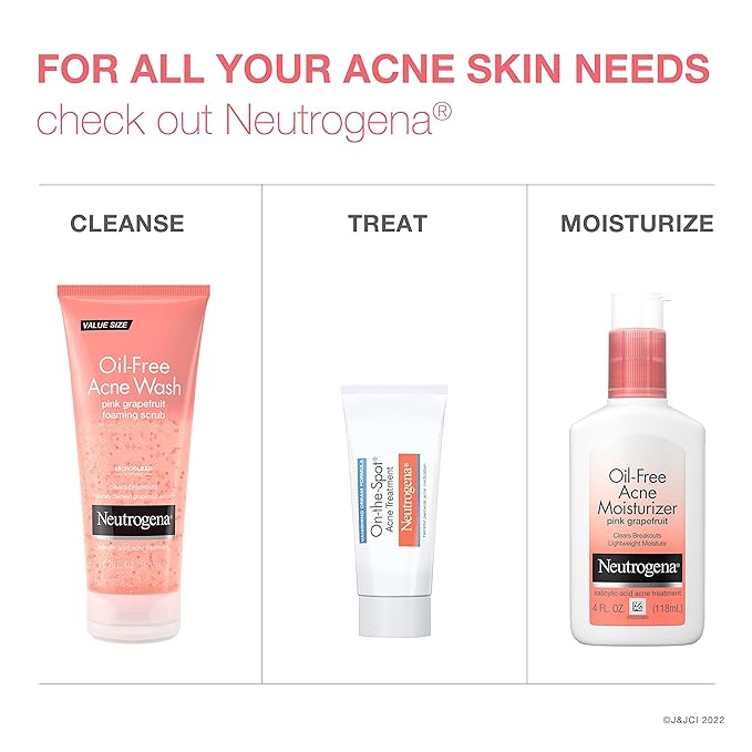 Neutrogena Oil Free Pink Grapefruit Acne Face Wash with Vitamin C, 2% Salicylic Acid Acne Treatment, Gentle Foaming Facial Scrub to Treat & Prevent Breakouts, 6.7 fl. Oz, 3 Pack