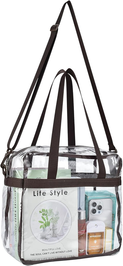 USPECLARE Clear Tote Stadium Approved, Security Travel & Gym Clear Bag for Work Sports Games Concerts