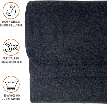 Arcturus Military Wool Blanket - Warm, Thick, Washable - Great for Outdoors, Camping, Stadium Blanket, Picnics, Travel - Car & Bushcraft Survival Kits