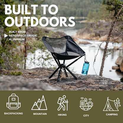 Campster2 Folding Camping Chair – Portable High Chair | 265 Lbs Capacity | Camping Essentials for Beach, Hiking & Car Camping | Compact Outdoor Chair with Carry Bag | Comfortable & Durable (Black)