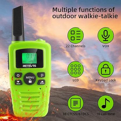 Retevis RA35 Walkie Talkies, Long Range Two Way Radios, Easy to Use, Clear Sound Flashlight Keypad Lock VOX, Toddler Walkie Talkie for Boys Girls, Family 2 Way Radio for Biking, Hiking, Cruise 2 Pcs