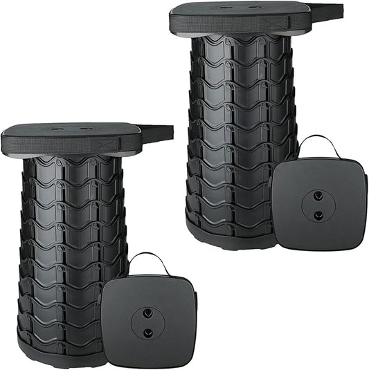 Boreeman 2 Pack Collapsible Stool, Square Shape, Lightweight Yet More Sturdy with Load Capacity 400lbs, Upgraded Portable Stool for Camping Fishing Hiking BBQ
