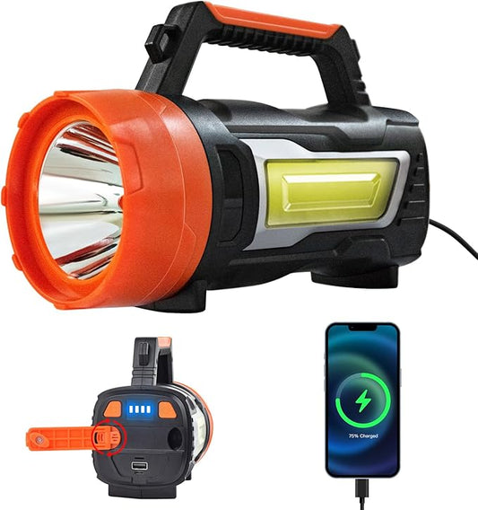 ErayLife Camping Lantern Rechargeable Hand Crank Flashlight, Super Bright LED Lanterns Flashlights for Camping Hiking Hurricane Emergency Power Outages, 6 Light Modes, Durable, Waterproof