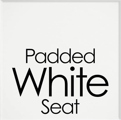 Folding Bar Stool - Heavy-Duty 18-inch Collapsible Padded Round Stool with 300lb Capacity for Dorm, Rec Room, or Game Room by Trademark Home (White)