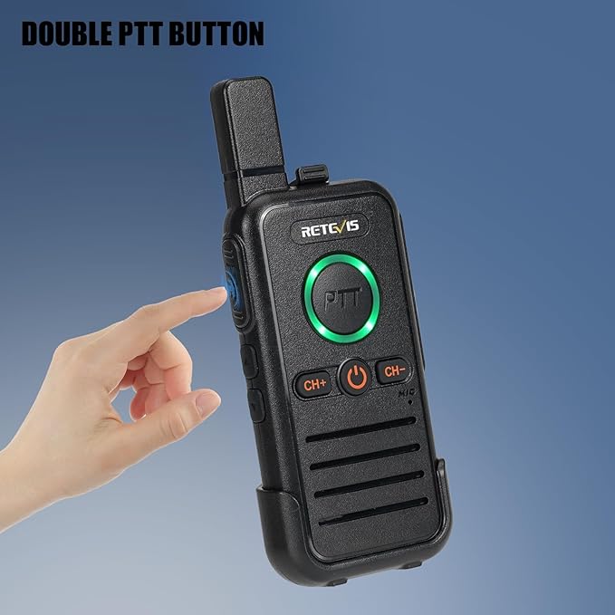 Retevis RB45 Rechargeable Walkie Talkies Long Range,Portable 2 Way Radio for Adults,Emergency Alarm,Dual PTT Two Way Radios for Cruise Camping Family Outdoor(4 Pack)
