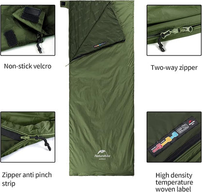 Naturehike Lightweight Compact Sleeping Bag, 59℉/32℉ Envelope Ultralight Backpacking Sleeping Bag Portable, Waterproof with Compression Sack for Cold&Warm, Camping, Traveling, Hiking