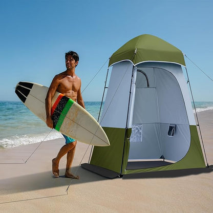 Camping Shower Tent, 7.9 FT Extra Tall Oversize Privacy Tent, Portable Outdoor Bathroom Toilet Tent with Floor, Easy Set Up Privacy Shelter for Dressing, Hiking, Fishing, UPF50+