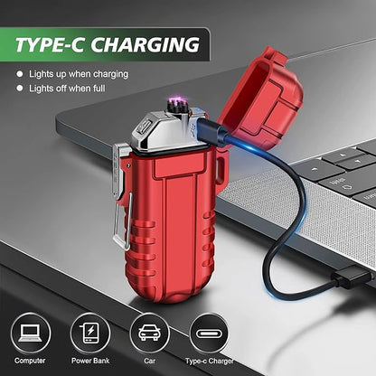 Lafagiet USB-C Rechargeable Lighter, Dual Electric arc, Waterproof, Flame-Less, Windproof Plasma lighters for Grill, Survival, Camping, Candle