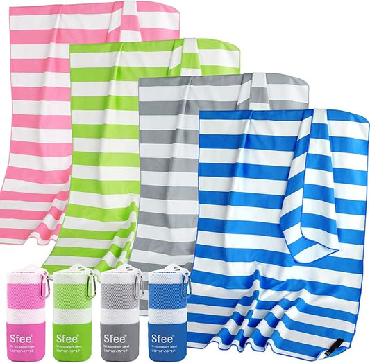 Sfee 4 Pack(8Pcs) Microfiber Travel Towel, Beach Towel Quick Dry Towel Camping Towel Super Absorbent Compact Lightweight Sports Towel Gym Towel for Beach, Gym, Hiking, Pool, Backpacking, Bath, Yoga