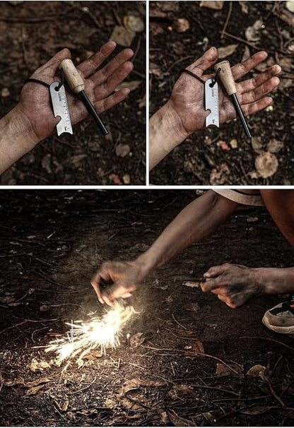 Ferro Rod Fire Starter Survival Tool, Magnesium Fire Starter Kit with Neck Lanyard, It's Suitable for Emergency Fire Making in Wild Camping, Hiking and Outings