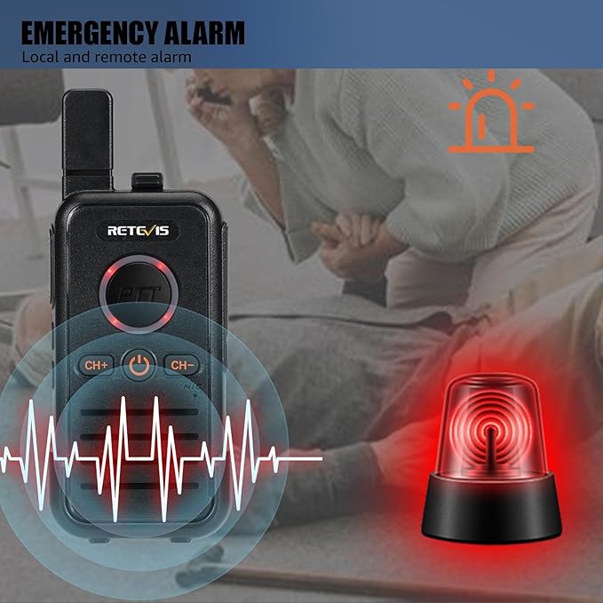 Retevis RB45 Rechargeable Walkie Talkies Long Range,Portable 2 Way Radio for Adults,Emergency Alarm,Dual PTT Two Way Radios for Cruise Camping Family Outdoor(4 Pack)
