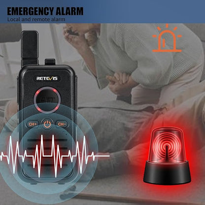 Retevis RB45 Rechargeable Walkie Talkies Long Range,Portable 2 Way Radio for Adults,Emergency Alarm,Dual PTT Two Way Radios for Cruise Camping Family Outdoor(4 Pack)