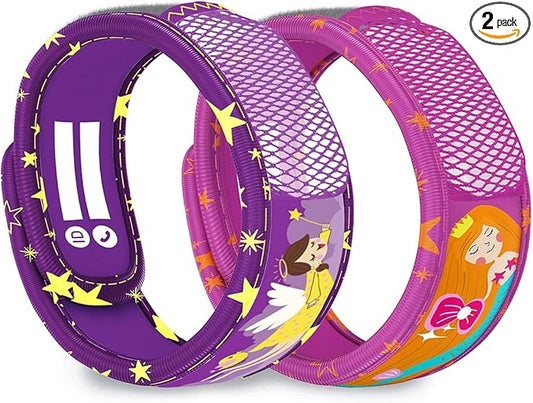 PARA'KITO Mosquito Repellent Pack - 2 Kids Wristbands & 2 Refills Mermaid/Angel