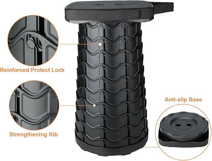 Boreeman 2 Pack Collapsible Stool, Square Shape, Lightweight Yet More Sturdy with Load Capacity 400lbs, Upgraded Portable Stool for Camping Fishing Hiking BBQ
