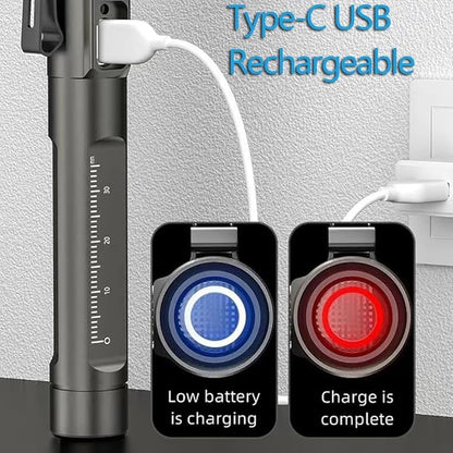 ALONEFIRE P31 Mini Flashlight 3 Light Sources Bright Pocket Type-C USB Rechargeable Waterproof Multifunction Portable LED Pen Long Battery Life with Clip, Built-in Battery for EDC Carry, Hiking