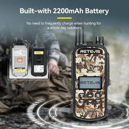 Retevis EZTalk 2 GMRS Two Way Radio, Walkie Talkie for Adults with Headsets, IP67 Waterproof Walkie Talkies, 2200mAh, Whisper, NOAA, Long Range Hunting Radios, 2 Way Radio for Hunting 2 Pcs