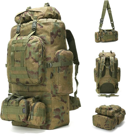 100L Camping Hiking Backpack,Molle military Tactical rucksack backpack,Waterproof Lightweight Hiking Backpack (Ruin Green)