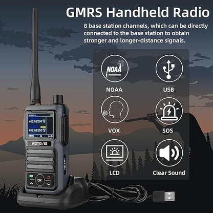 Retevis RT97 GMRS Repeater Communication Set, Full Duplex Radio Repeater(1 Pack) and GMRS Handheld Walkie Talkies(2 Pack), Designed for RV Camping, Farm, Remote Area, Emergency Rescue