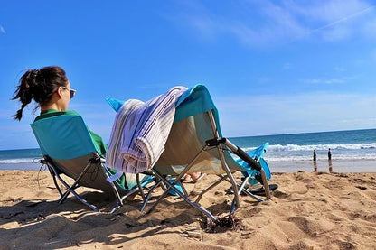 Nice C Adults Low Beach Chair, Sling, Folding, Portable, Concert, Kids, Boat, Sand Chair with Cup Holder & Carry Bag (2 Pack of Blue)