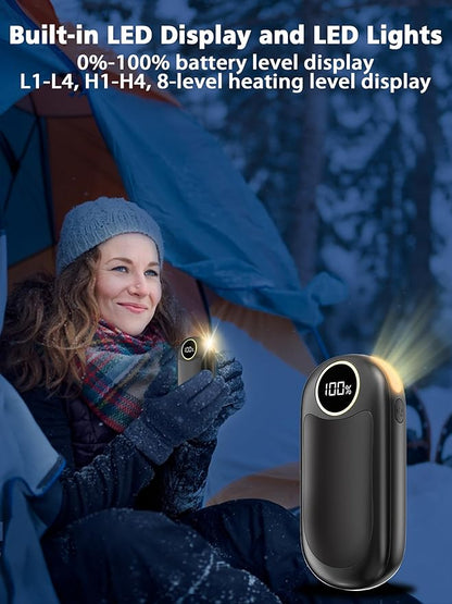 Hand Warmers Rechargeable, 14000mAh Electric Hand Warmer Max 18Hrs Warmth, Dual-Sided Hand Warmers Reusable Heat Up to 131℉, Portable Gloves Handwarmers for Raynauds, Hunting, Golf, Football, Camping