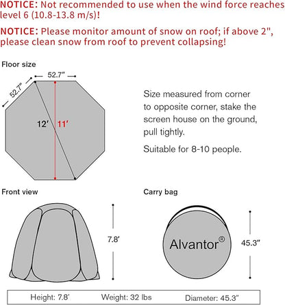 Alvantor Pop Up Bubble Tent - Large Oversize Weather Proof Pod - Cold Protection Camping Tent - Winter Tent Beige