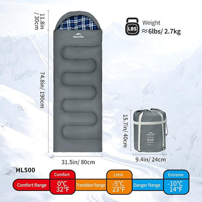 Naturehike Lightweight Compact Sleeping Bag, 59℉/32℉ Envelope Ultralight Backpacking Sleeping Bag Portable, Waterproof with Compression Sack for Cold&Warm, Camping, Traveling, Hiking