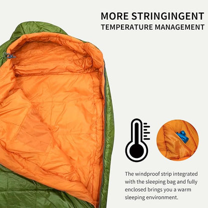 Mountainlodge 3-4 Seasons Shingle Sleeping Bag 15℉ with Inner Pocket for Adult,Perfect for Backpacking,Traveling and Hiking,Including Free Compression Stuff Sack.