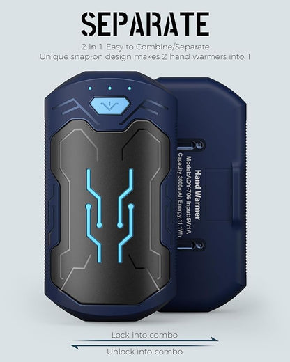 Hand Warmers Rechargeable 2 Pack, ROFWIZ 6000mAh Electric Portable Pocket Heater, are Great Warm Gifts for Women, Men, Heat Therapy, Raynauds, Outdoors, Hunting, Golf, Camping Gear