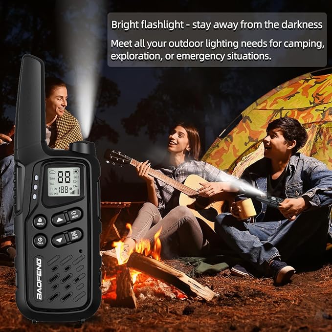 Walkie Talkies, Walkie Talkies for Adults Long Range MP25 Family Walkie Talkie with NOAA Weather Alerts Flashlight and Type-C Charging Cable for Camping Gear Hiking Trip(Black,Include Battery)