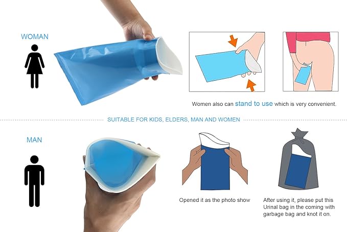 Disposable Urine Bags Camping Pee Bags for Travel Urinal Toilet Super Absorbent Traffic Jam Emergency Portable Urine Bag Pee Bags Car Toilet for Men Women Children Brief Relief, 10 Pieces