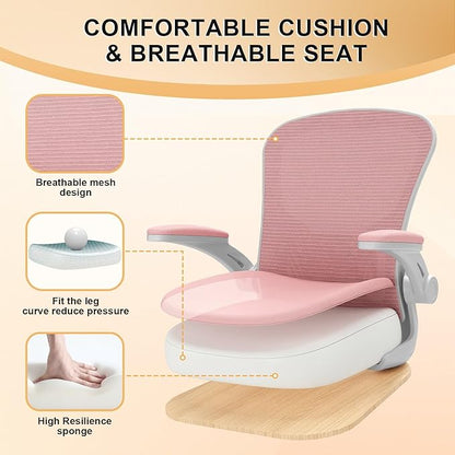 Office Chair, Ergonomic Desk Chairs 330LBS Capacity High Back Mesh Computer Chair with Flip-up Armrests, Comfy Work Chair with Adjustable Lumbar Support