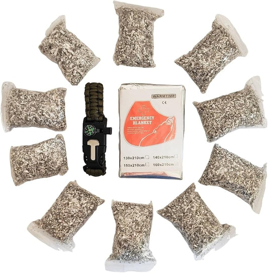 Emergency Magnesium Fire Starter 10 Bags Wax Rope Tent Paracord Bracelet for Camping Hiking Bushcraft Outdoor Survival Fishing Hunting