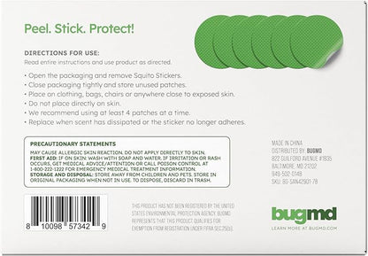 BugMD Squito Stickers Mosquito Repellent Patch Stickers for Adults (390 Stickers), Safe & Effective Insect Repellent Patches for Toddlers, Kids, Camping, Beach & Outdoor Essentials