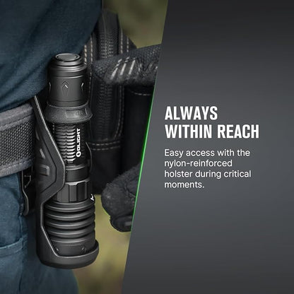 OLIGHT Warrior X 4 Rechargeable Tactical Flashlight 2,600 High Lumens with 630 Meters Long Range Thrower, Powerful Tail-Switch Light with USB-C Charging, Dual-Output for Daily and Tactical Use