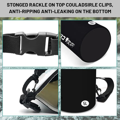Waterproof Dry Bag,Roll Top Black Small Waterproof Backpack 2L/5L/10L/20L/30L/40L Floating Lightweight Bags for Kayaking, Boating, Fishing, Swimming Camping with Waterproof Phone Case