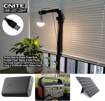 Onite 2-Pack USB LED Light Bulb | 2700K Warm White | Emergency Backup Lighting for Camping, RV, Garage, and Power Outage Preparedness