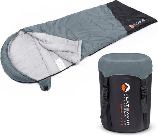 Expedition Sleeping Bag with Compression Sack – 32°F/0°C for Teens/Adults Up to 6'2", Lightweight, Water-Resistant, Backpacking Sleeping Bag for Camping, Hiking