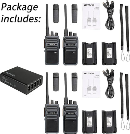 Retevis RB17 Walkie Talkies Long Range,Heavy Duty 2 Way Radios with 4400mAh Large Capacity Battery,Handheld VOX Emergency Alarm,Portable Two Way Radio for Adults Skiing Hunting Hiking(4 Pack)