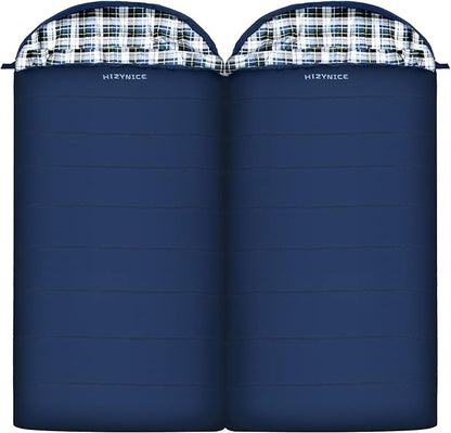 0 Degree Sleeping Bag 100% Cotton Flannel XXL for Adults Big and Tall Cold Weather Winter Zero Degree Camping,Free Compression Sack