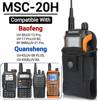 BAOFENG Tactical Pouch Walkie Talkie Bag Molle Radio Pouch Portable Radio Case Outdoor Hunting Nylon Case Holster Pouch Bag UV-5R UV-17 UV-21 Kenwood Two Way Radio(2Pack)
