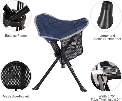 REDCAMP 2 Pack Folding Camping Stools for Adults Heavy Duty, Lightweight Portable Tripod Chairs Seats for Fishing Hunting Backpacking Traveling, Blue