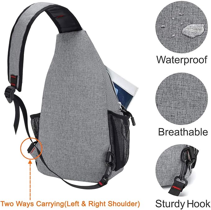 MOSISO Rope Sling Backpack (Up to 13 inch), Multipurpose Crossbody Chest One Shoulder Outdoor Travel Hiking Daypack